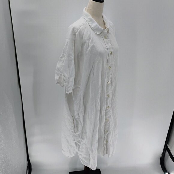 J.Crew White button down shirt dress 100% linen plus size oversized with pockets - Picture 10 of 15